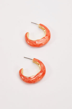 Orange Wave Hoop Earrings