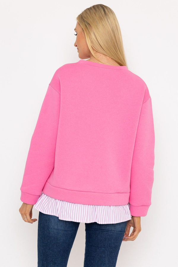 Carraig Donn Pink Sweatshirt With Stripe Shirt Insert