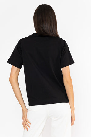 Carraig Donn 100% Cotton Diamonte Neck T-Shirt Black