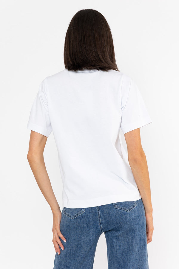 Carraig Donn 100% Cotton Diamonte Neck T-Shirt White