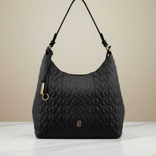 black quilted handbag