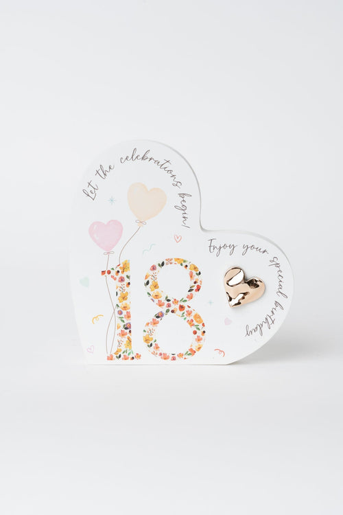 18th Birthday Heart Plaque Decoration