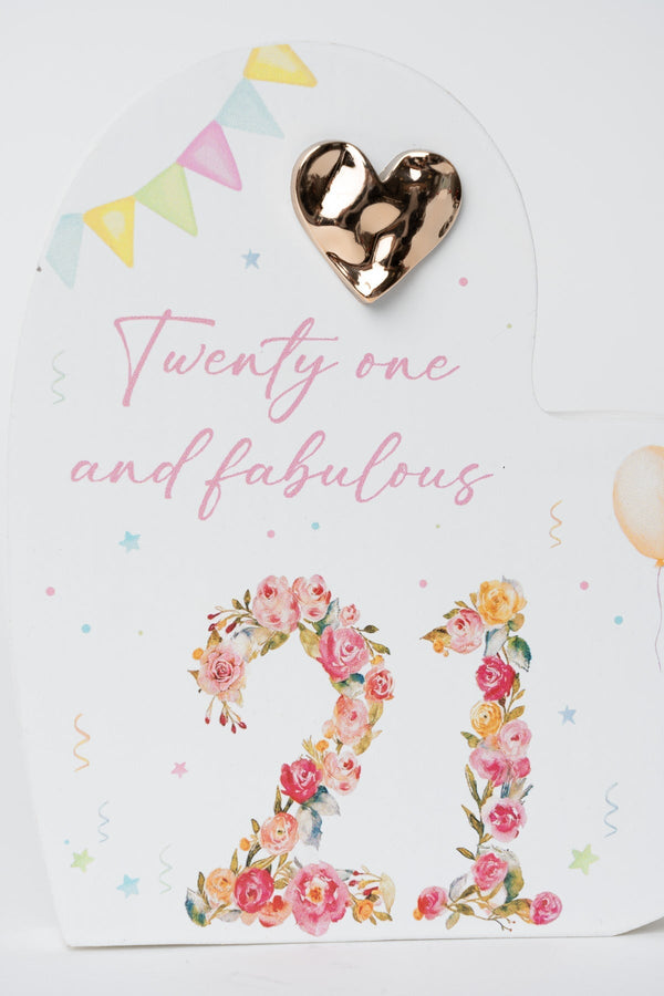 Carraig Donn 21st Birthday Heart Plaque Decoration
