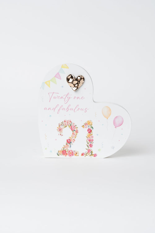 21st Birthday Heart Plaque Decoration