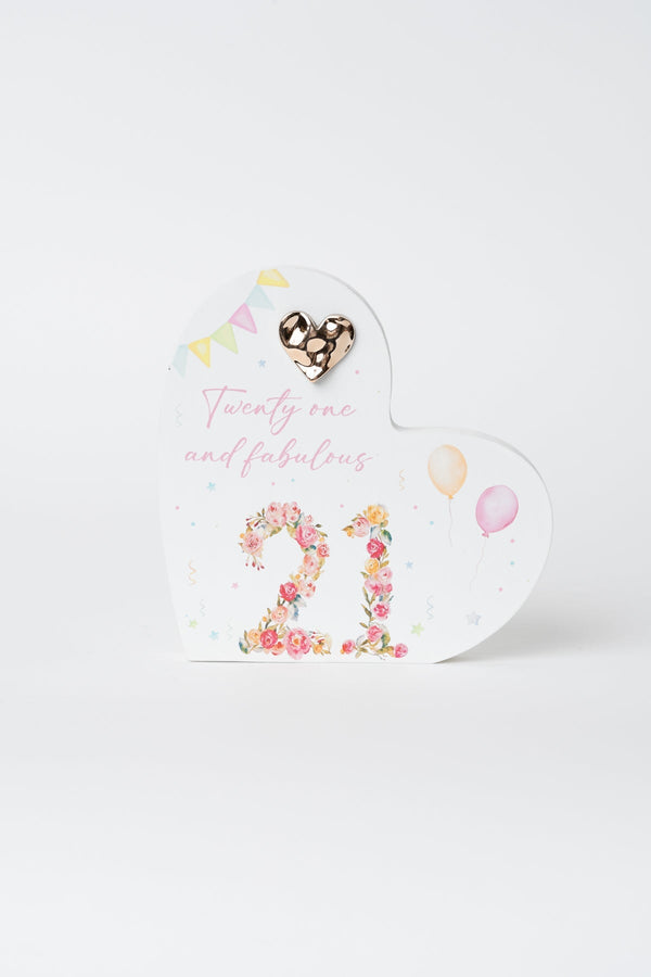 Carraig Donn 21st Birthday Heart Plaque Decoration