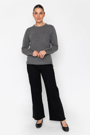 Carraig Donn 26Aw Button Cuff Detail Crew Neck Grey