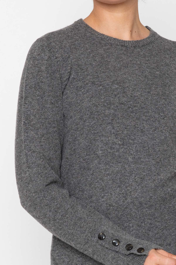 Carraig Donn 26Aw Button Cuff Detail Crew Neck Grey