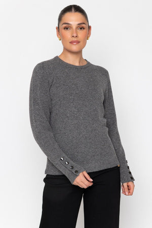 Carraig Donn 26Aw Button Cuff Detail Crew Neck Grey