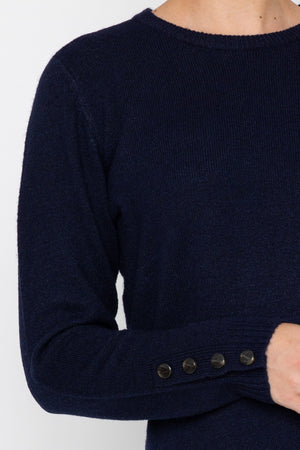 Carraig Donn 26Aw Button Cuff Detail Crew Neck Navy