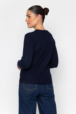 Carraig Donn 26Aw Button Cuff Detail Crew Neck Navy