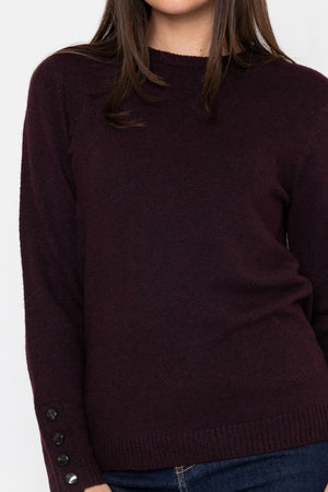 Carraig Donn 26Aw Button Cuff Detail Crew Neck Plum