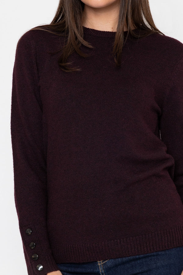 Carraig Donn 26Aw Button Cuff Detail Crew Neck Plum