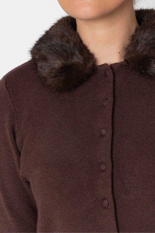 Carraig Donn 26Aw Detachable Fur Collar Cardigan