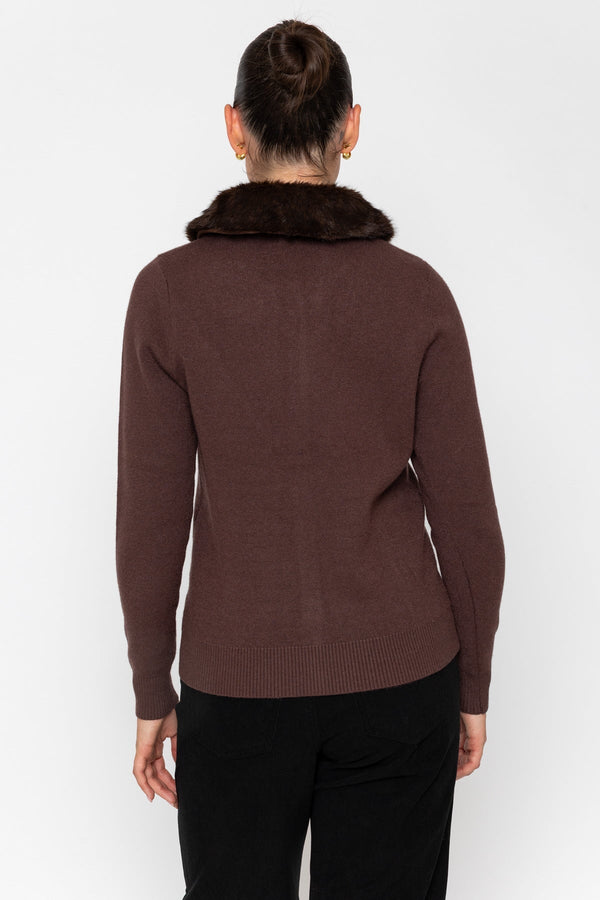 Carraig Donn 26Aw Detachable Fur Collar Cardigan