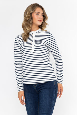 Carraig Donn 26Aw Ruffle Neck Stripe Top