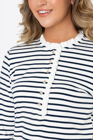 Carraig Donn 26Aw Ruffle Neck Stripe Top