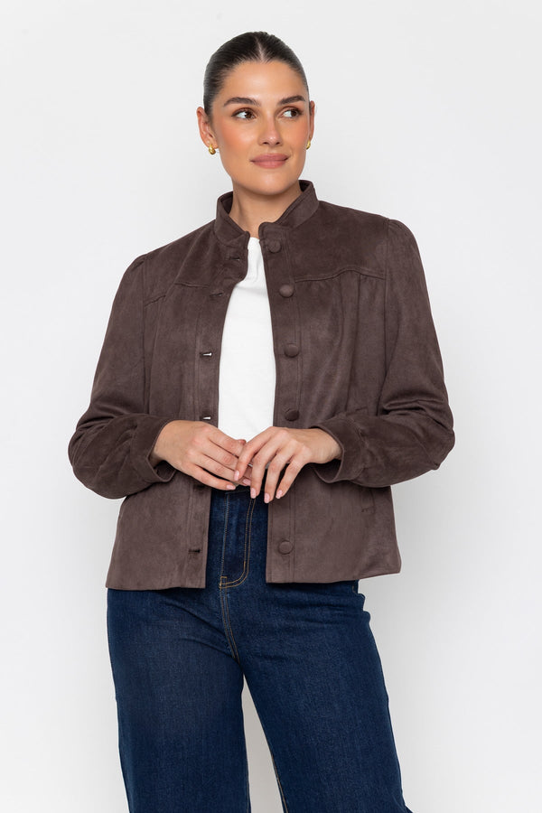Carraig Donn 26Aw Suedette Puff Sleeve Jacket Brown