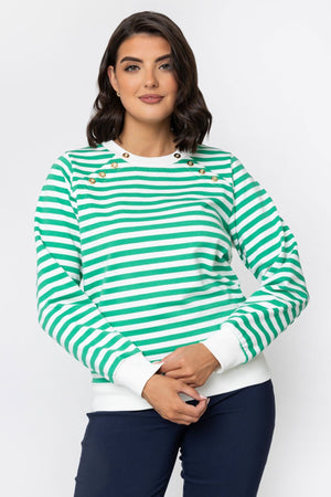 Carraig Donn 26Ss Button Stripe Sweatshirt