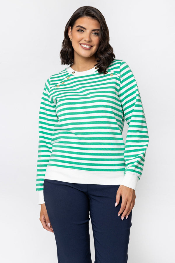 Carraig Donn 26Ss Button Stripe Sweatshirt