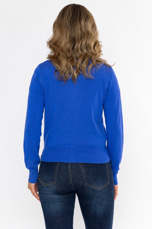 Carraig Donn 26Ss Fine Gauge Crew Neck Cardigan Dark Blue