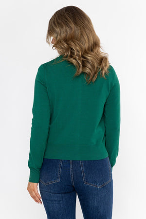 Carraig Donn 26Ss Fine Gauge Crew Neck Cardigan Green