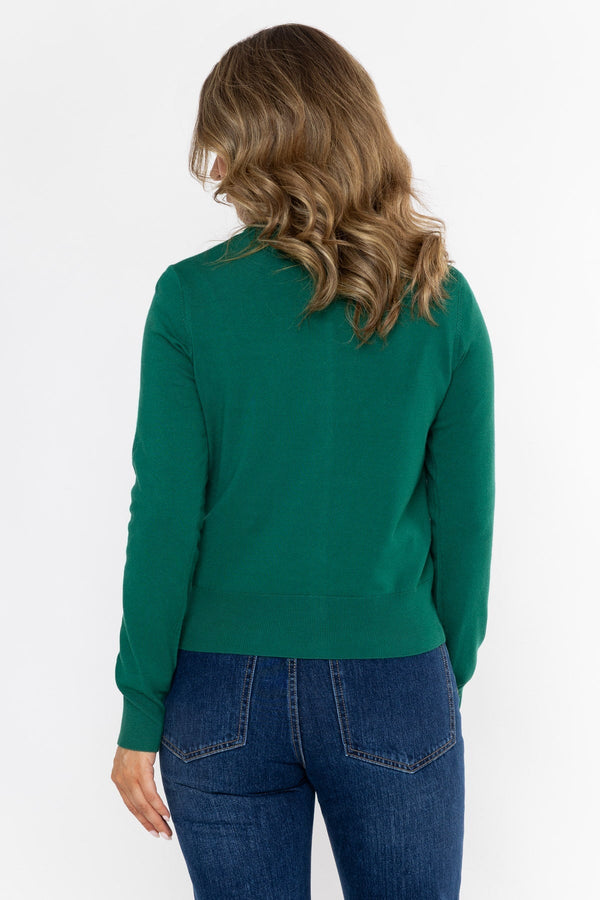 Carraig Donn 26Ss Fine Gauge Crew Neck Cardigan Green