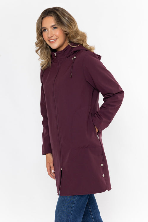 Purple Soft Shell Regular Fit Water Resistant Hooded Long Sleeve Jacket