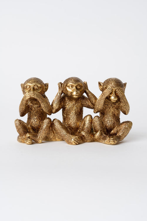 Gold Trio Of Monkeys Decorative Ornament