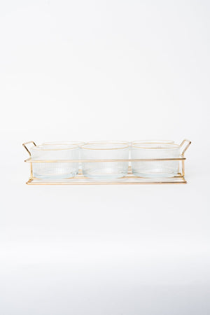 Carraig Donn 6 Piece Glass Gold Trim Serving Set With Metal Tray