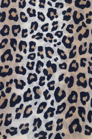 Cream Leopard Print Viscose Lightweight Scarf