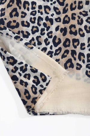Cream Leopard Print Viscose Lightweight Scarf