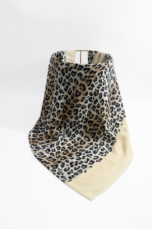 Cream Leopard Print Viscose Lightweight Scarf