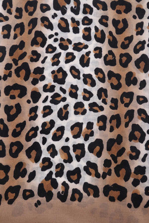 Brown Leopard Print Viscose Lightweight Scarf