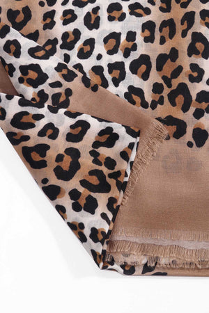 Brown Leopard Print Viscose Lightweight Scarf
