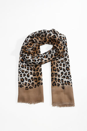 Brown Leopard Print Viscose Lightweight Scarf