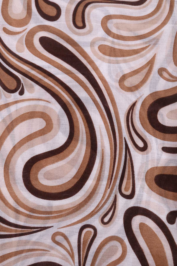 Brown Swirl Print Lightweight Scarf