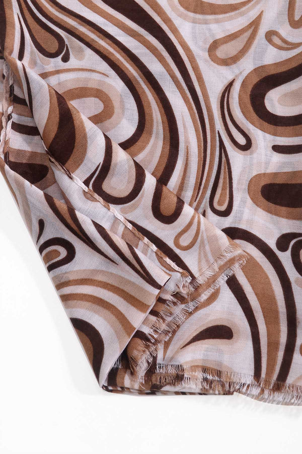 Brown Swirl Print Lightweight Scarf