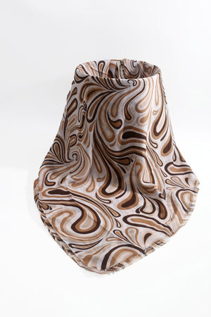 Brown Swirl Print Lightweight Scarf
