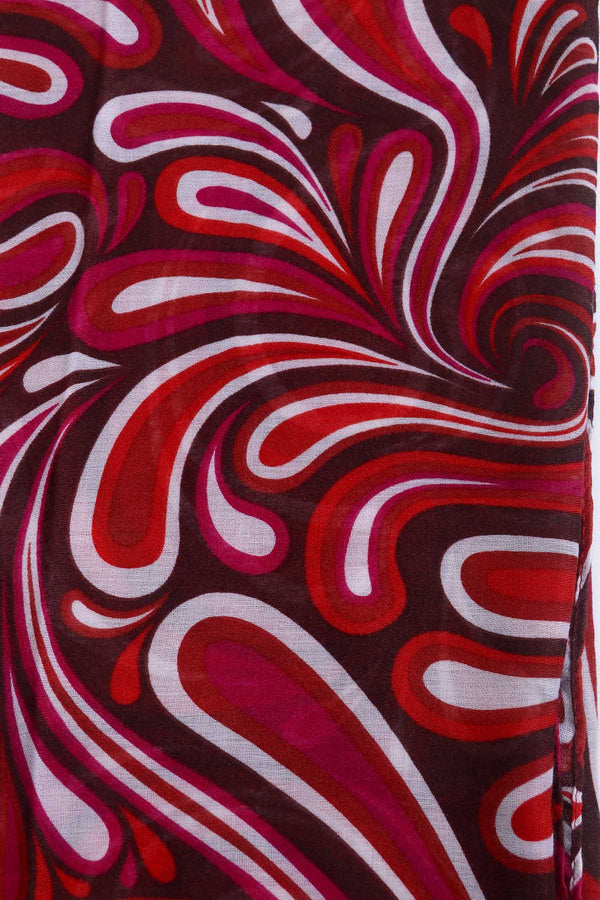 Red Swirl Print Lightweight Scarf