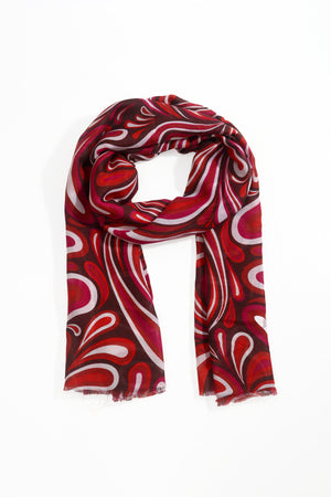 Red Swirl Print Lightweight Scarf