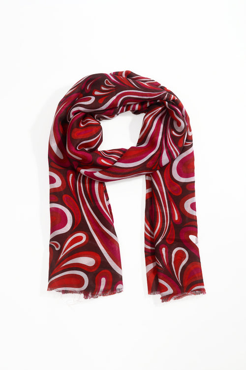 Red Swirl Print Lightweight Scarf
