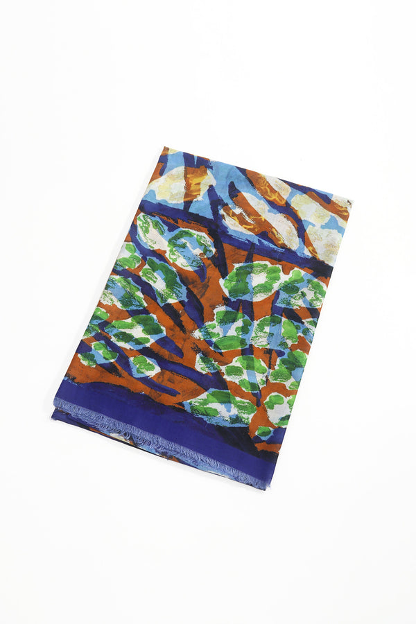 Blue Abstract Animal Print Viscose Lightweight Scarf