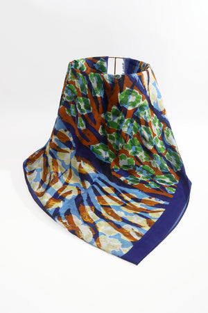Blue Abstract Animal Print Viscose Lightweight Scarf