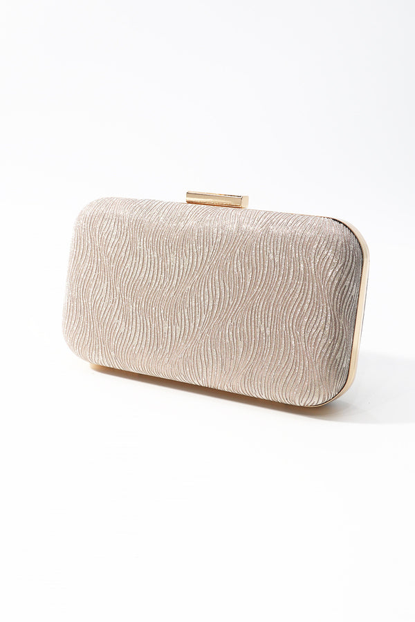 Gold Metallic Textured Clutch Bag