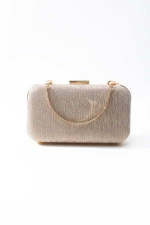 Gold Metallic Textured Clutch Bag