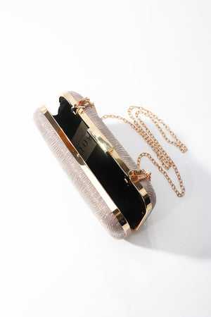 Gold Metallic Textured Clutch Bag