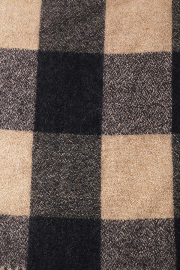Black & Cream Knitted Check Scarf
