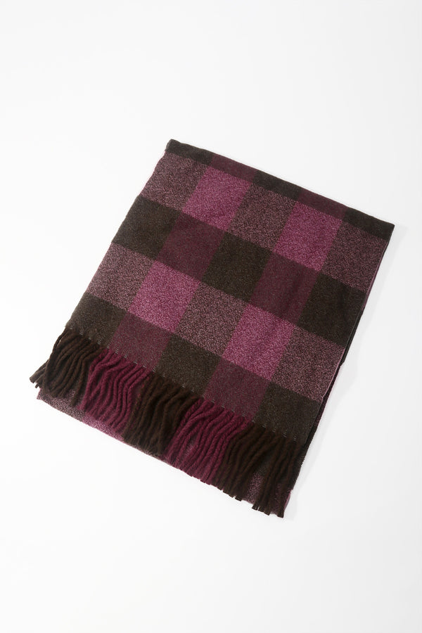 Pink & Oliver Green Knitted Check Scarf