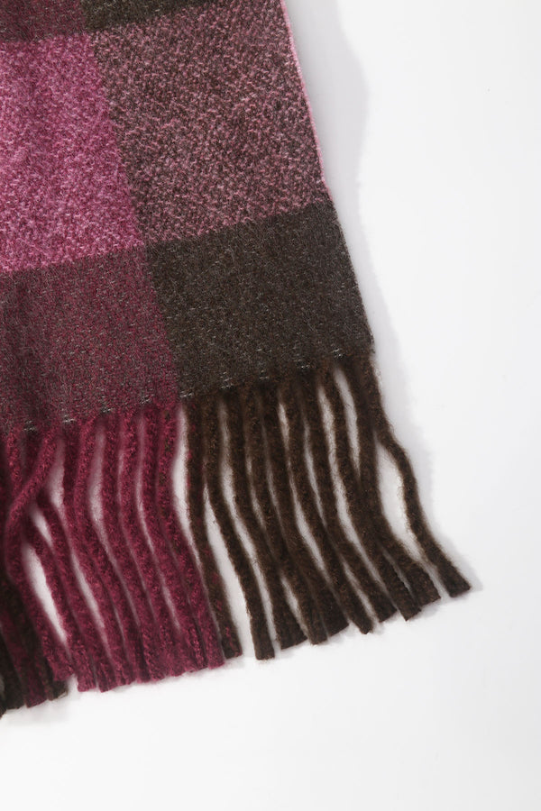 Pink & Oliver Green Knitted Check Scarf