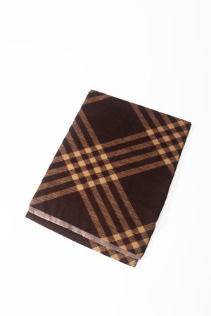 Brown & Beige Plaid Viscose Scarf